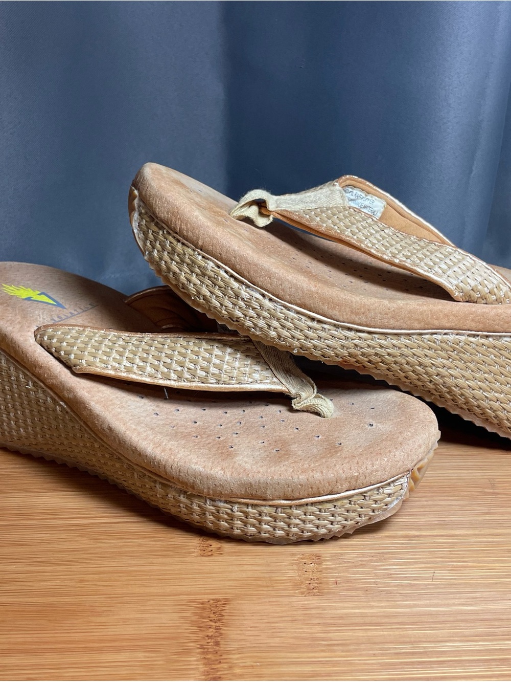 Volatile Beige Woven Platform Flip Flops